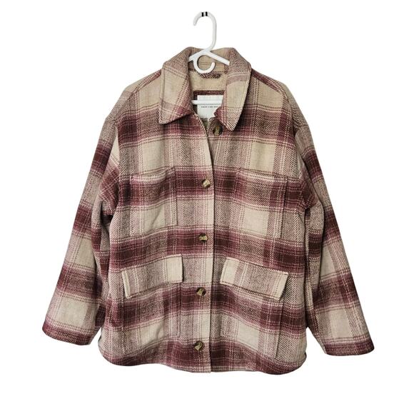American Eagle Womens Sherpa Lined Shacket Size XL Plaid Jacket Warm - Picture 1 of 6